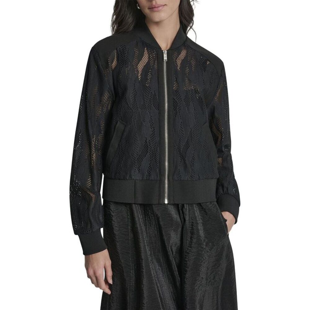 Dkny Womens  Abstract Lace Jacket, Black